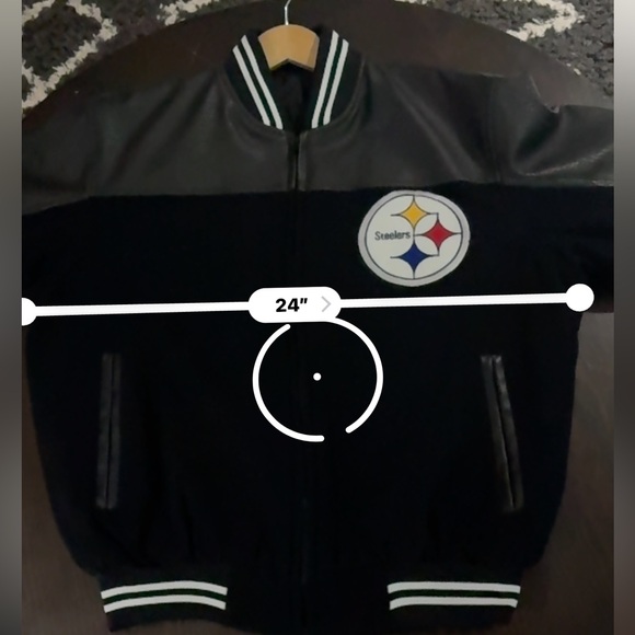 Pittsburgh Steelers varsity bomber letterman black white stripe Jacket - Picture 10 of 10